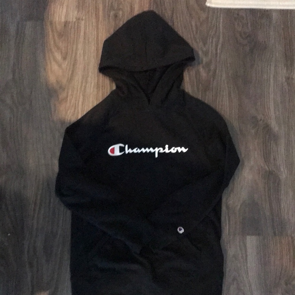 Champion Black Hooded Sweatshirt with Kangaroo Pocket- Youth Medium NWOT
